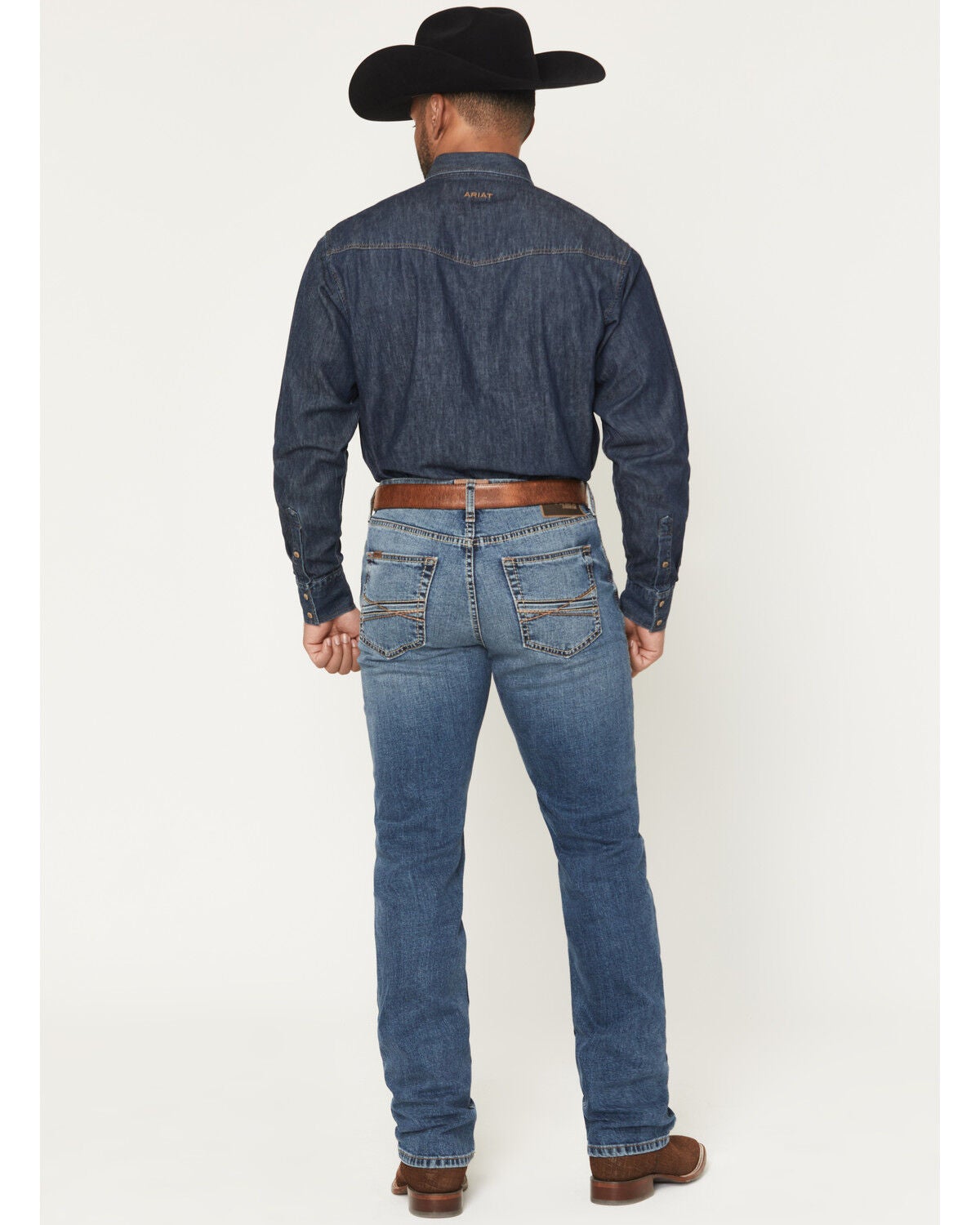 Image #3 - Ariat Men's M7 Livermore Medium Wash Slim Straight Stretch Denim Jeans, Medium Wash, hi-res