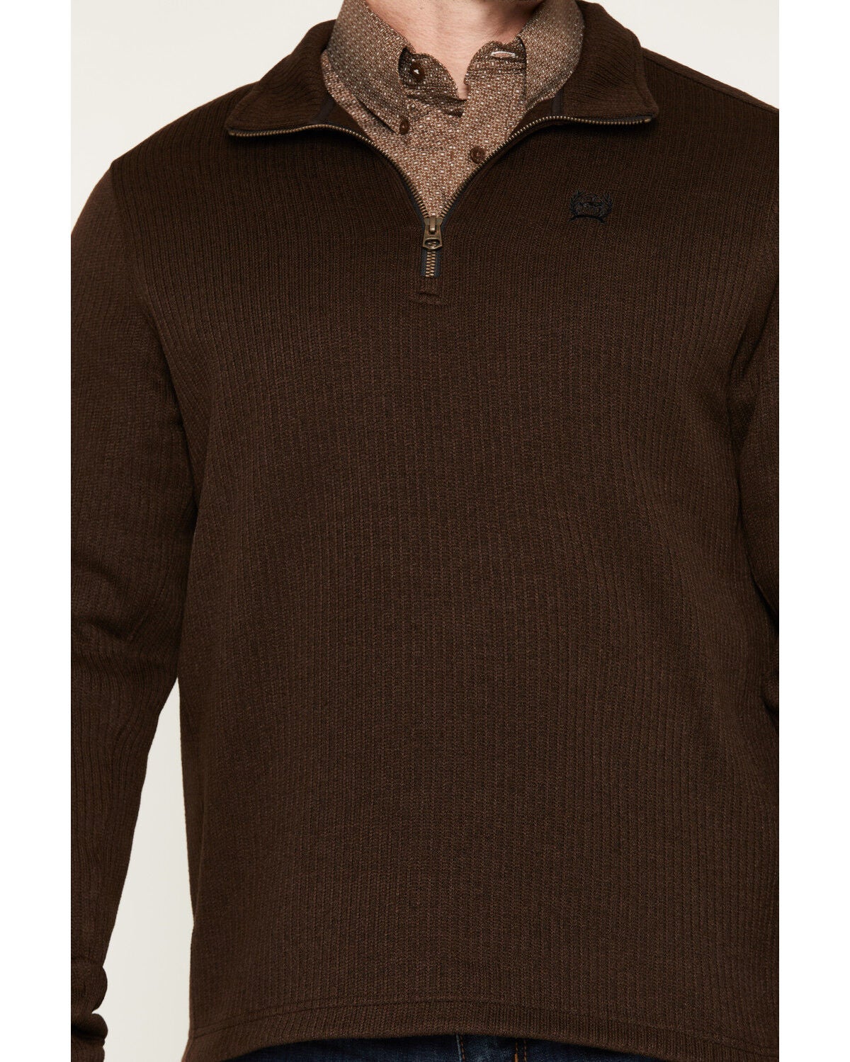 Image #3 - Cinch Men's Solid 1/4 Zip-Up Pullover, Brown, hi-res