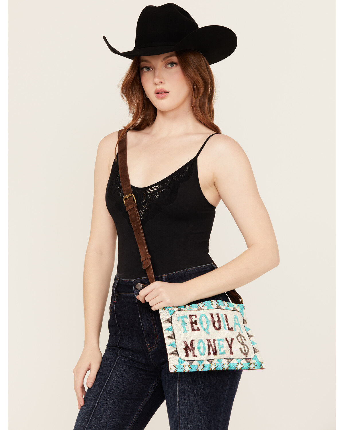 Image #1 - Idyllwind Women's Tequila Money Beaded Crossbody Bag, Turquoise, hi-res