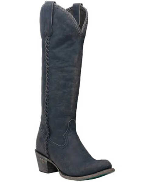 Lane Women's Plane Jane Western Tall Boots - Pointed Toe, Navy, hi-res
