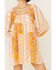 Image #2 - En Creme' Women's Cream Yellow Patchwork Long Sleeve Baby Doll Mini Dress, Cream, hi-res