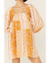 Image #2 - En Creme' Women's Cream Yellow Patchwork Long Sleeve Baby Doll Mini Dress , Cream, hi-res