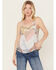 Image #1 - Wild Moss Women's Patchwork Print Crochet Trim Top, Ivory, hi-res