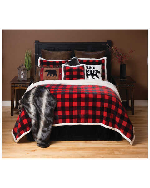 Image #1 -  Carstens Home Red Lumberjack Buffalo Plaid 3-Piece Sherpa Fleece Bedding Set - Twin Size, Red, hi-res