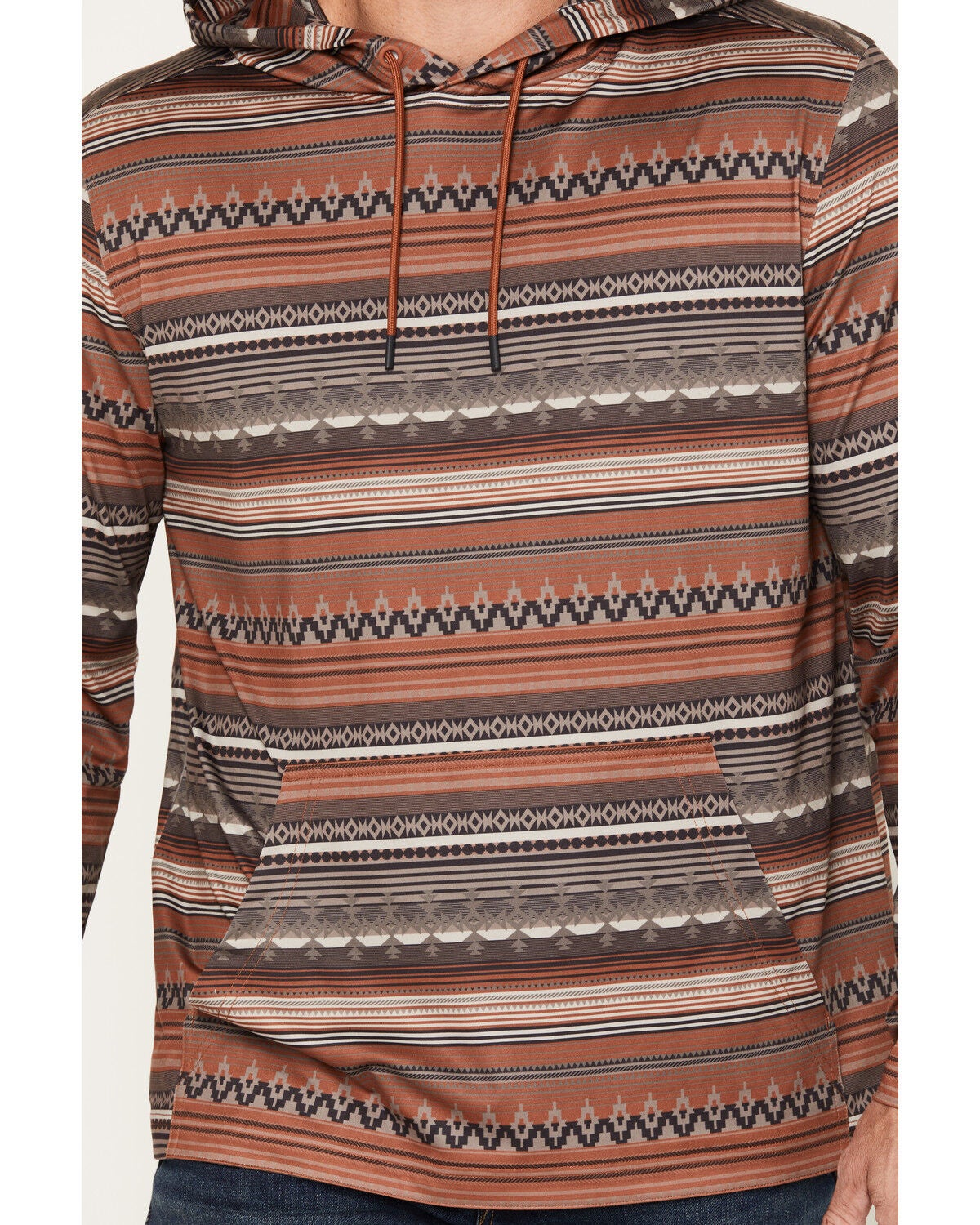 Image #3 - RANK 45&reg; Men's Stone Mesa Southwestern Print Tech Hooded Long Sleeve Shirt, Brown, hi-res