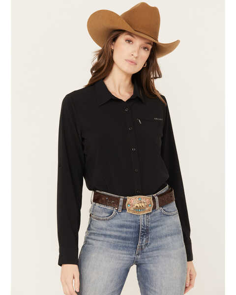Ariat Women's VentTEK Stretch Long Sleeve Button Down Western Shirt, Black, hi-res