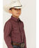 Image #2 - Rodeo Clothing Boys' Geo Square Dot Print Long Sleeve Snap Western Shirt, Burgundy, hi-res