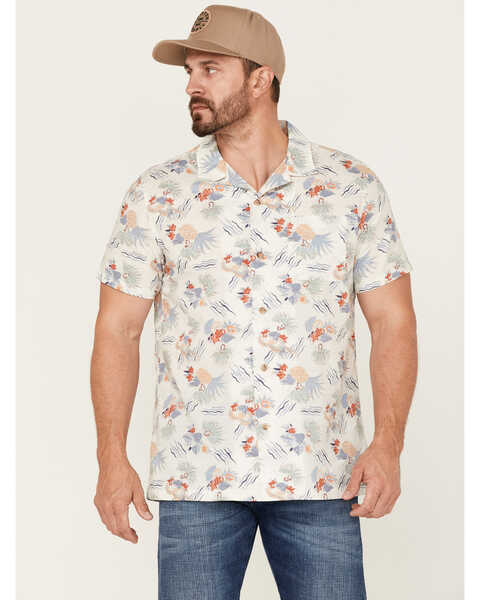 Pendleton Men's Hula Girl Tropical Print Short Sleeve Button Down Western Shirt , White, hi-res