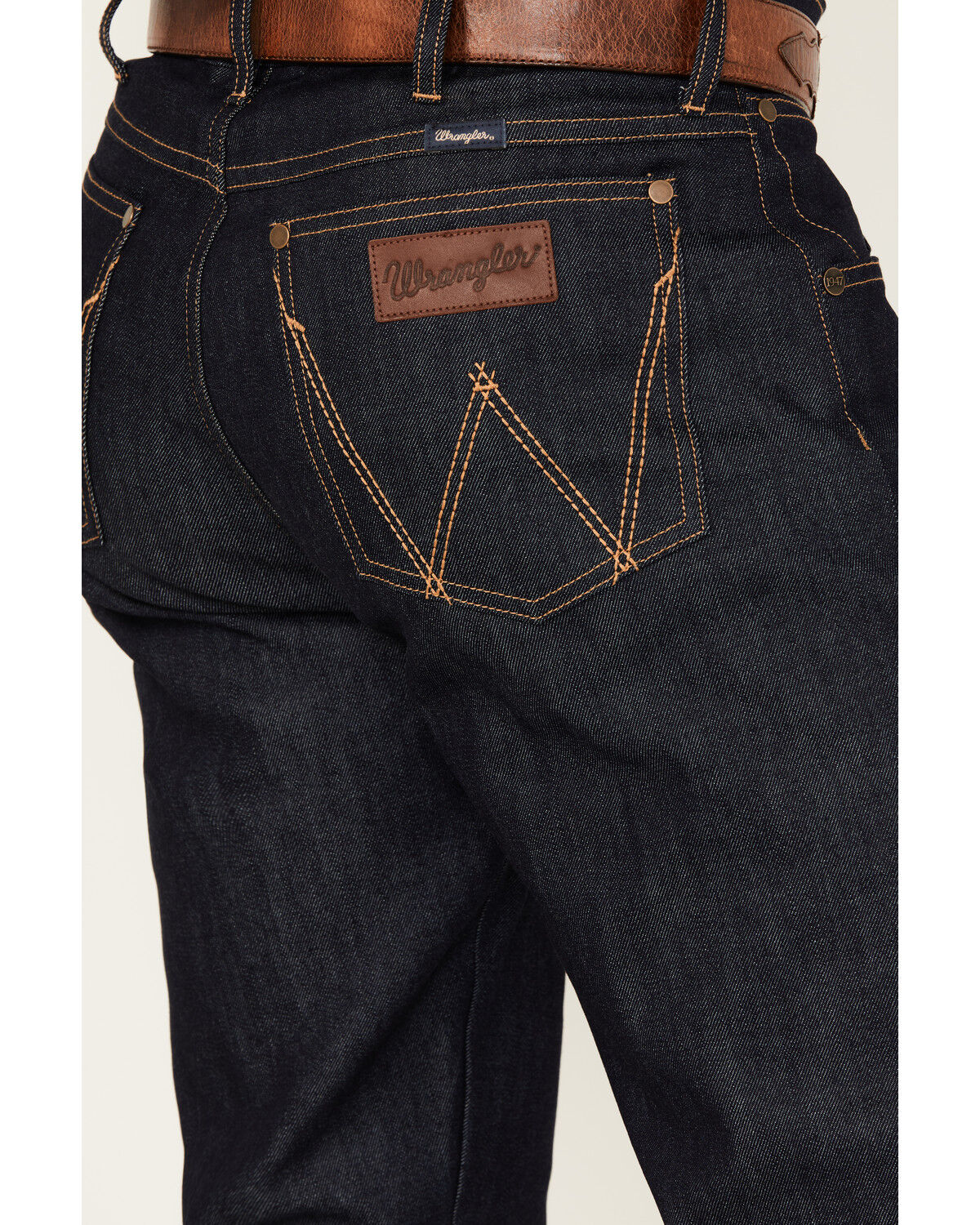 Image #4 - Wrangler Retro Men's Selvedge Dark Wash Slim Straight Stretch Denim Jeans, Dark Wash, hi-res