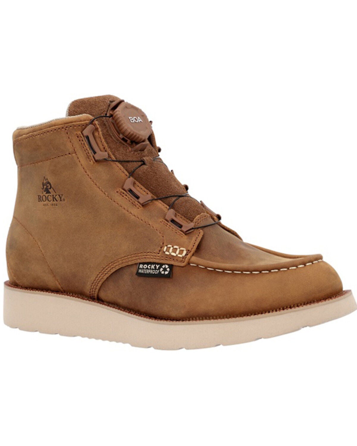 Rocky Men's Monocrepe Wedge 6" BOA&reg; Work Boots - Soft Toe, Brown, hi-res