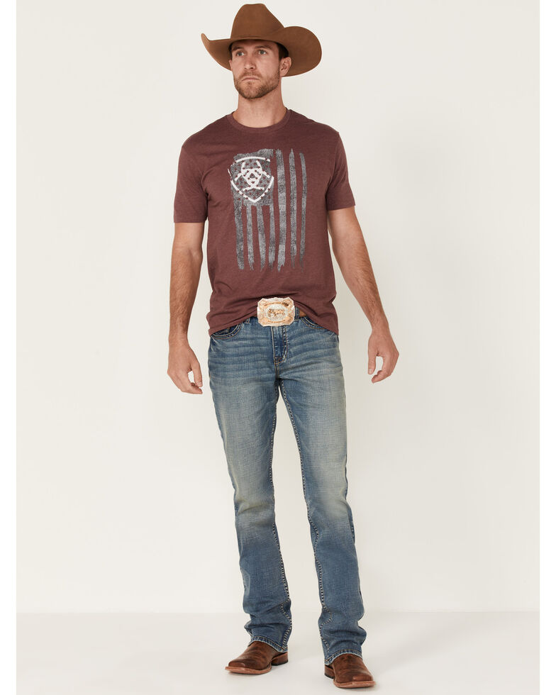Ariat Men's Burgundy Vertical Flag Graphic T-Shirt  , Burgundy, hi-res