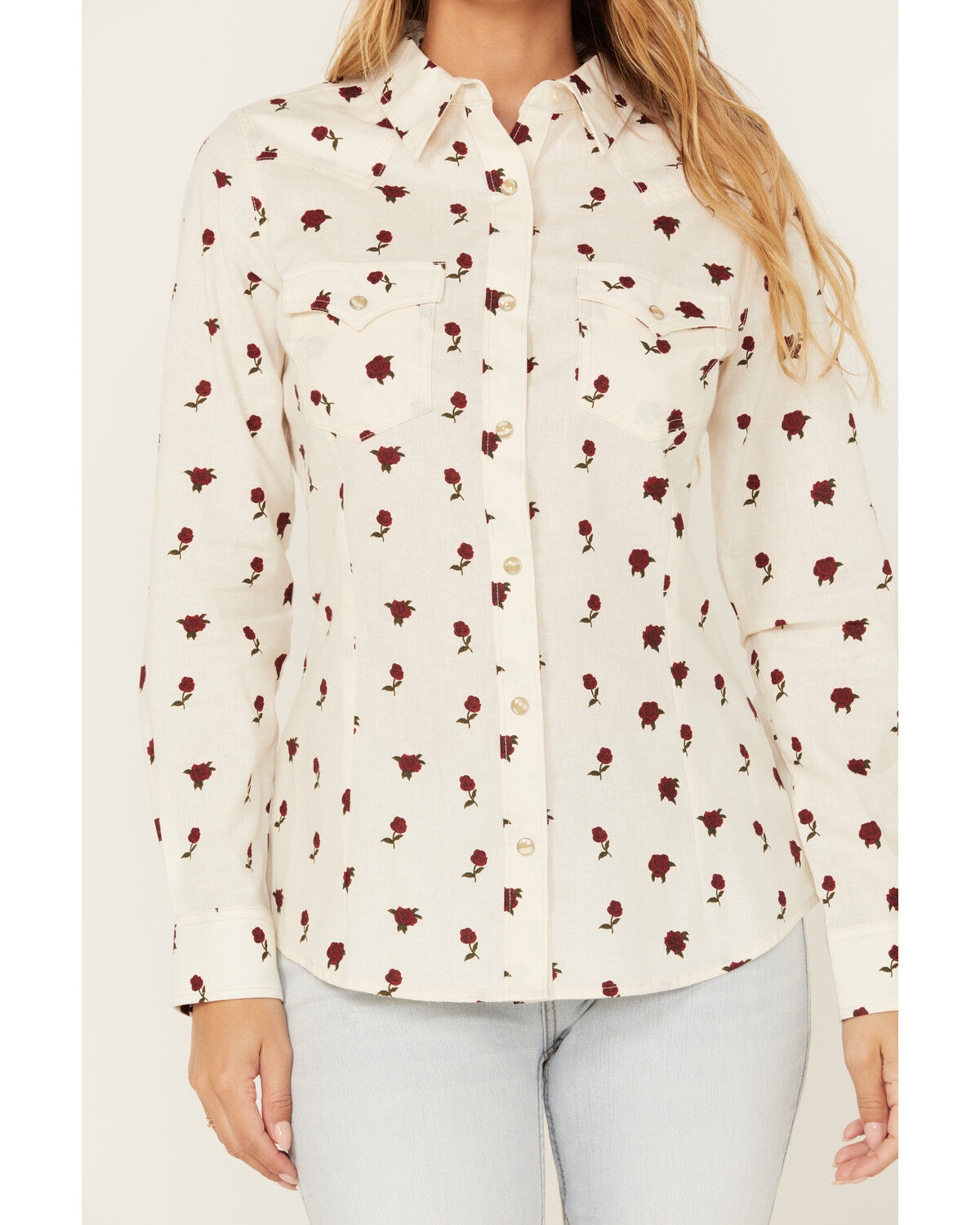 Image #3 - Wrangler Retro Women's Boot Barn Exclusive Rose Print Long Sleeve Western Flannel Shirt, , hi-res
