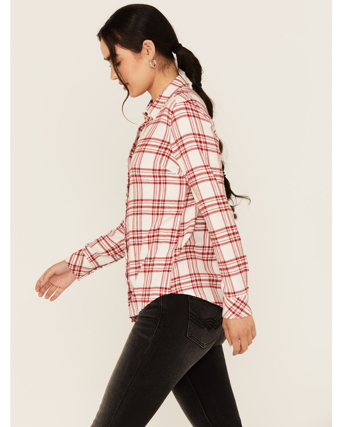 Image #2 - Idyllwind Women's Anna Plaid Print Long Sleeve Snap Western Shirt, Ivory, hi-res
