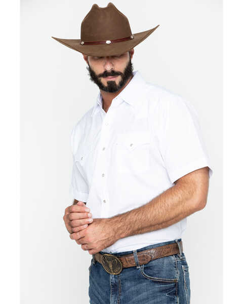 Image #5 - Ely Walker Men's Tone On Tone Stripe Short Sleeve Pearl Snap Western Shirt - Tall , White, hi-res
