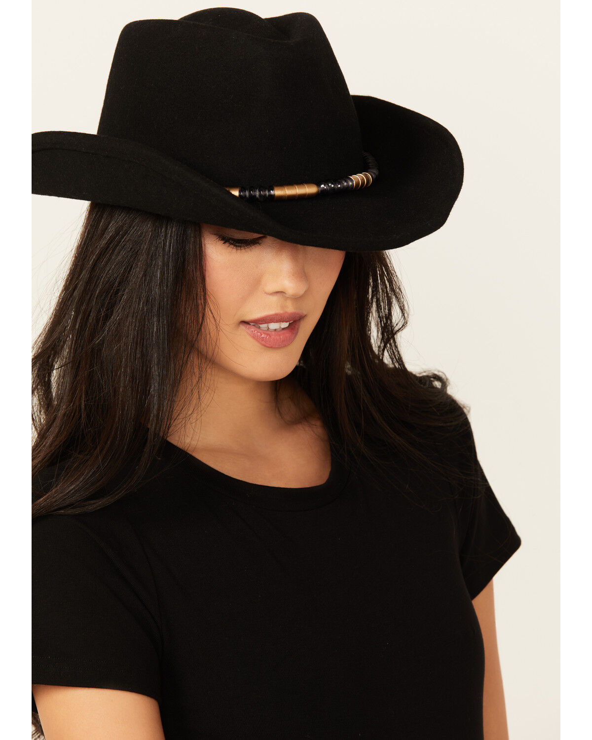 Image #1 - Nikki Beach Women's Marti Wool Cowboy Hat, Black, hi-res