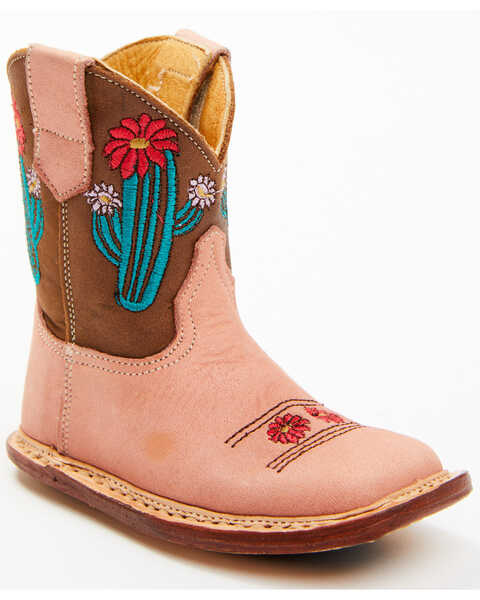 Image #1 - Roper Infant Girls' Cowbaby Cactus Western Boots - Square Toe, Tan, hi-res