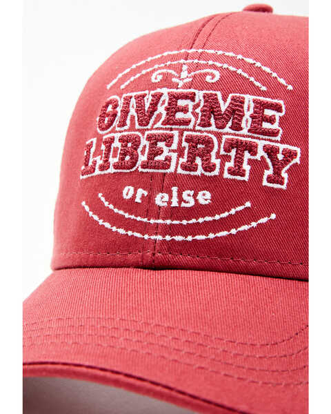 Shyanne Women's Give Me Liberty Or Else Embroidered Mesh-Back Ball Cap , Red, hi-res