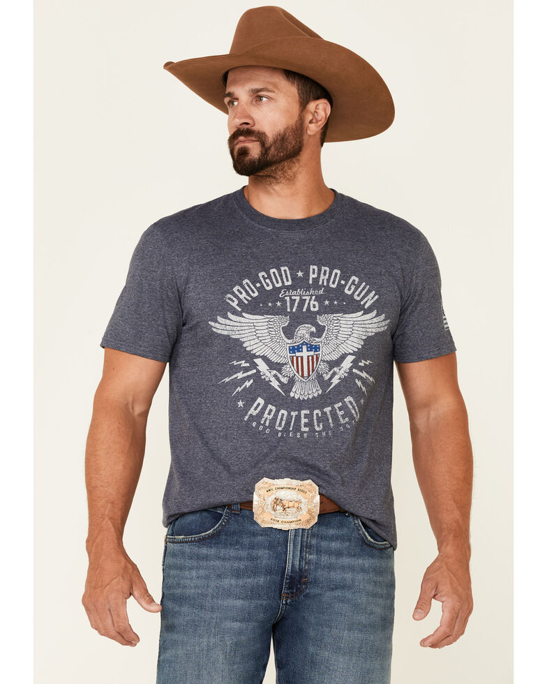 Buck Wear Men's Navy Protected Graphic Short Sleeve T-Shirt , Navy, hi-res