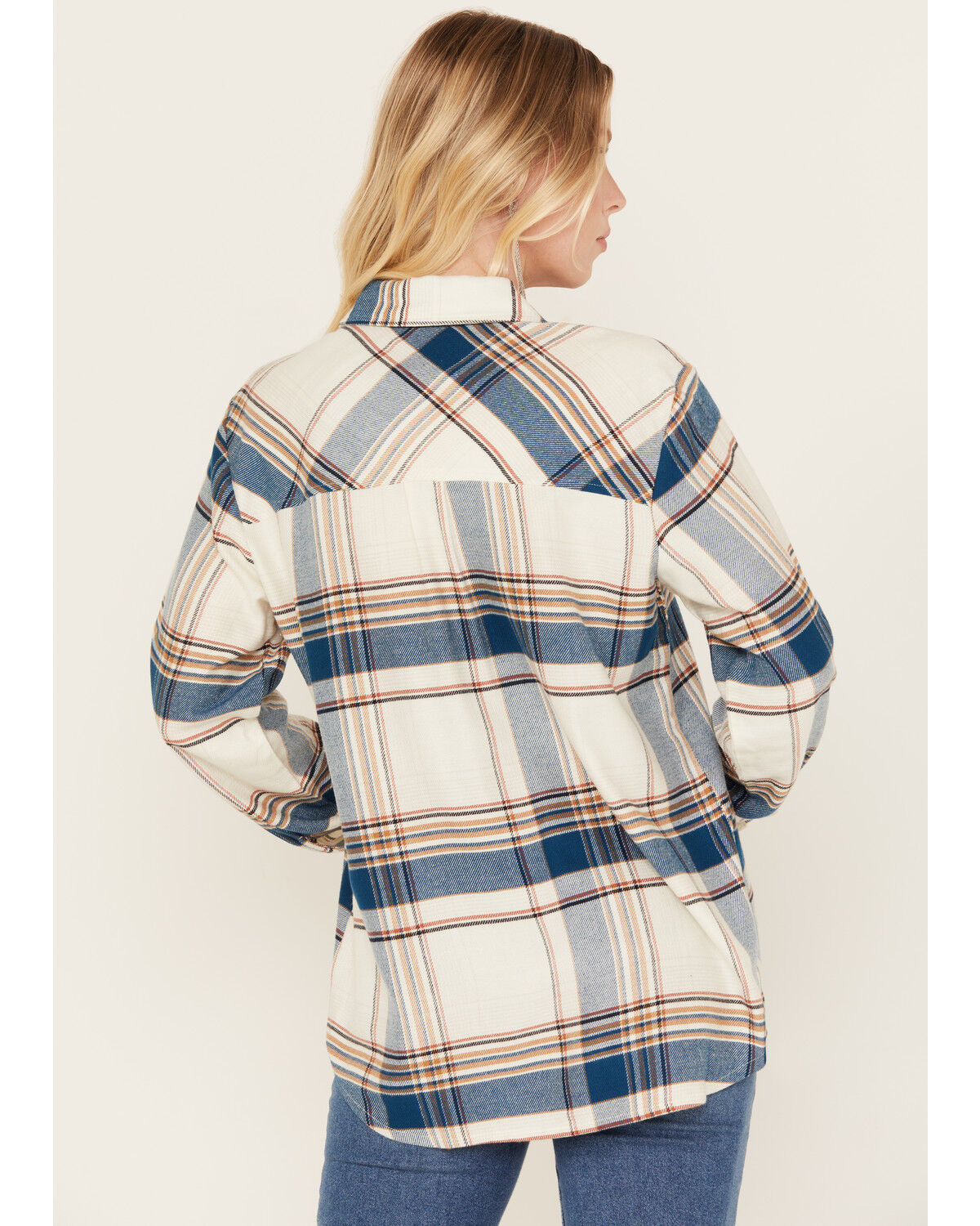 Image #4 - Idyllwind Women's Catherine Lightweight Long Sleeve Pearl Snap Flannel Boyfriend Shirt, Dark Blue, hi-res