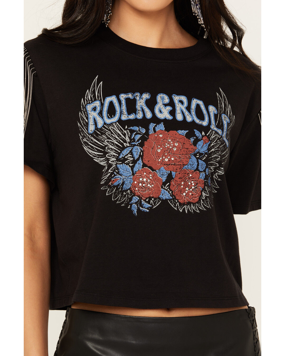 Image #3 - Idyllwind Women's Robin Rock & Roll Embellished Short Sleeve Graphic Tee, Black, hi-res
