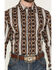 Image #3 - Wrangler Men's Checotah Southwestern Striped Print Long Sleeve Pearl Snap Western Shirt - Big, Brown, hi-res