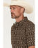 Image #2 - RANK 45&reg; Men's Free Hand Medallion Print Short Sleeve Button-Down Stretch Western Shirt, Black, hi-res