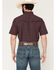 Image #4 - Ferrell Men's Fletcher Medallion Print Short Sleeve Snap Stretch Western Shirt, Burgundy, hi-res