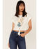 Image #1 - Shyanne Women's Desert Sun Cactus Graphic Tie Front Tee, Ivory, hi-res