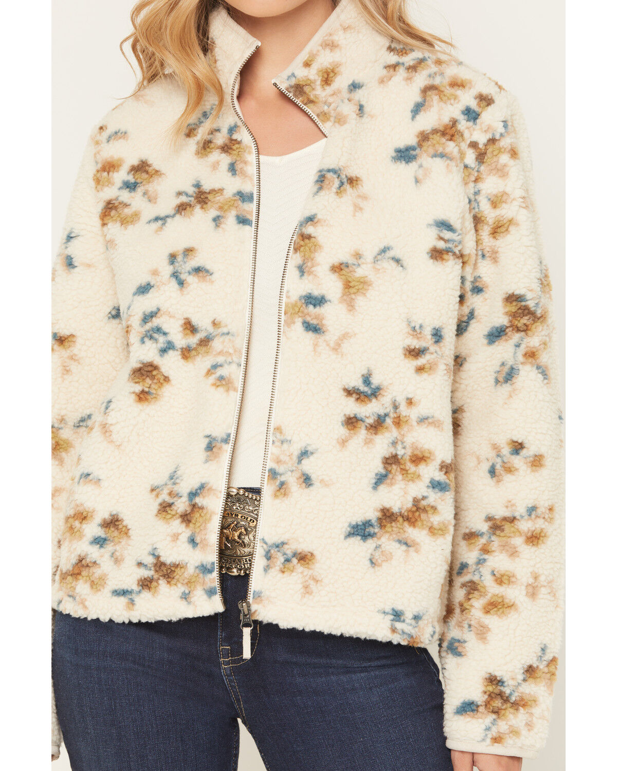 Image #3 - Shyanne Women's Floral Print Sherpa Jacket, Cream, hi-res