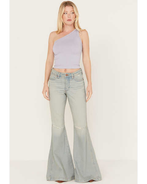 Image #1 - Wrangler Retro Women's Light Wash High Rise Washed Out Aubrey Flare Jeans, Blue, hi-res