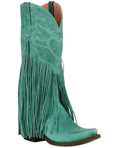 Junk Gypsy by Lane Women's Dreamer Fringe Western Boots - Snip Toe, Turquoise, hi-res