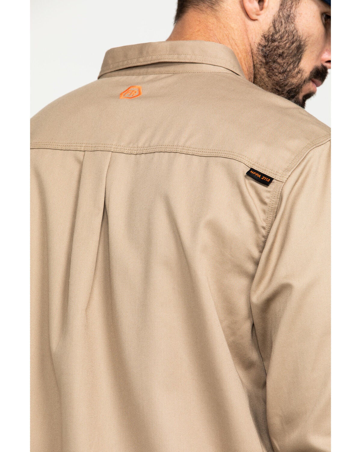 Image #5 - Hawx Men's FR Long Sleeve Woven Work Shirt, Beige/khaki, hi-res