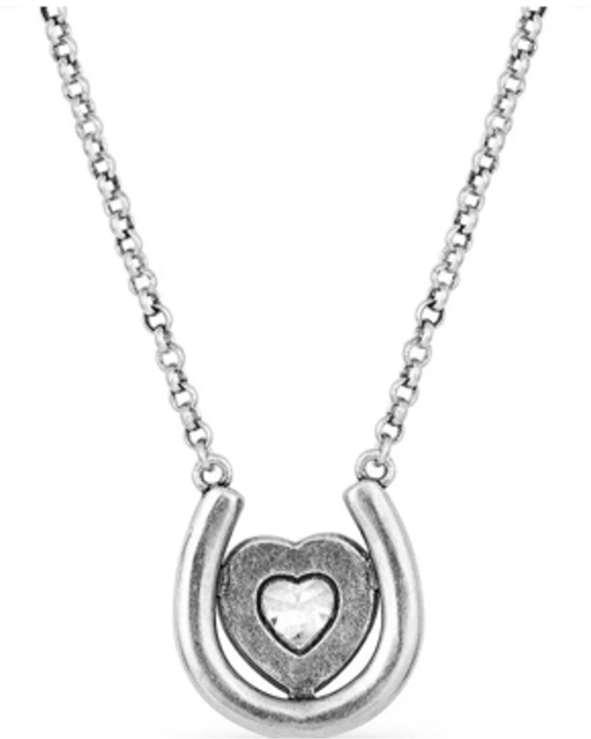 Image #2 - Montana Silversmiths Women's The Love Inside Luck Horseshoe Necklace, Silver, hi-res