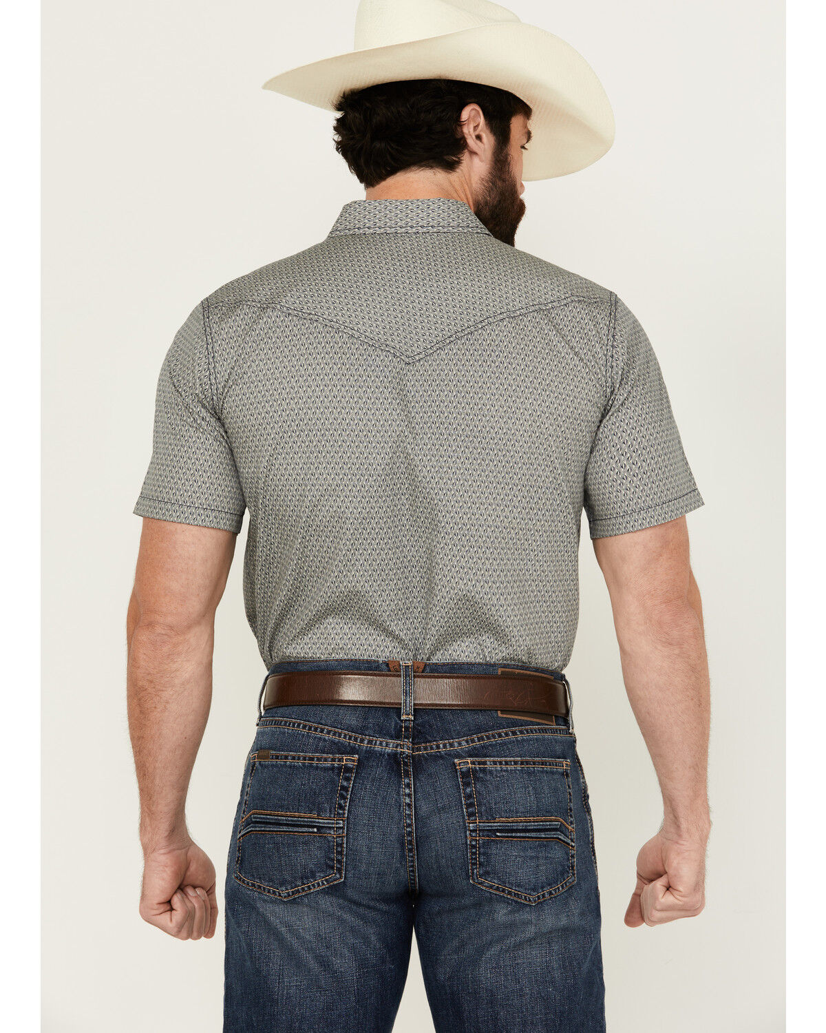 Image #4 - Cody James Men's Ziggy Geo Print Short Sleeve Snap Western Shirt, Ivory, hi-res