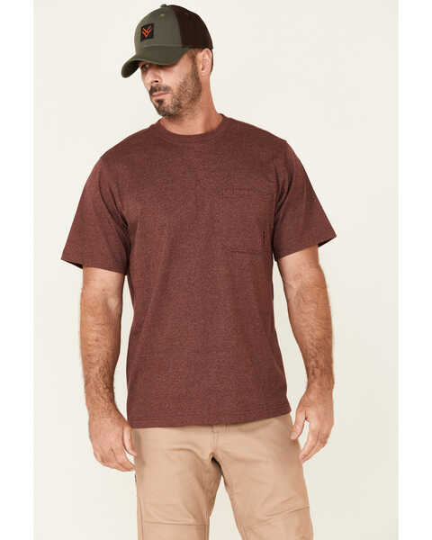 Hawx Men's Solid Burgundy Forge Short Sleeve Work Pocket T-Shirt - Big, Burgundy, hi-res
