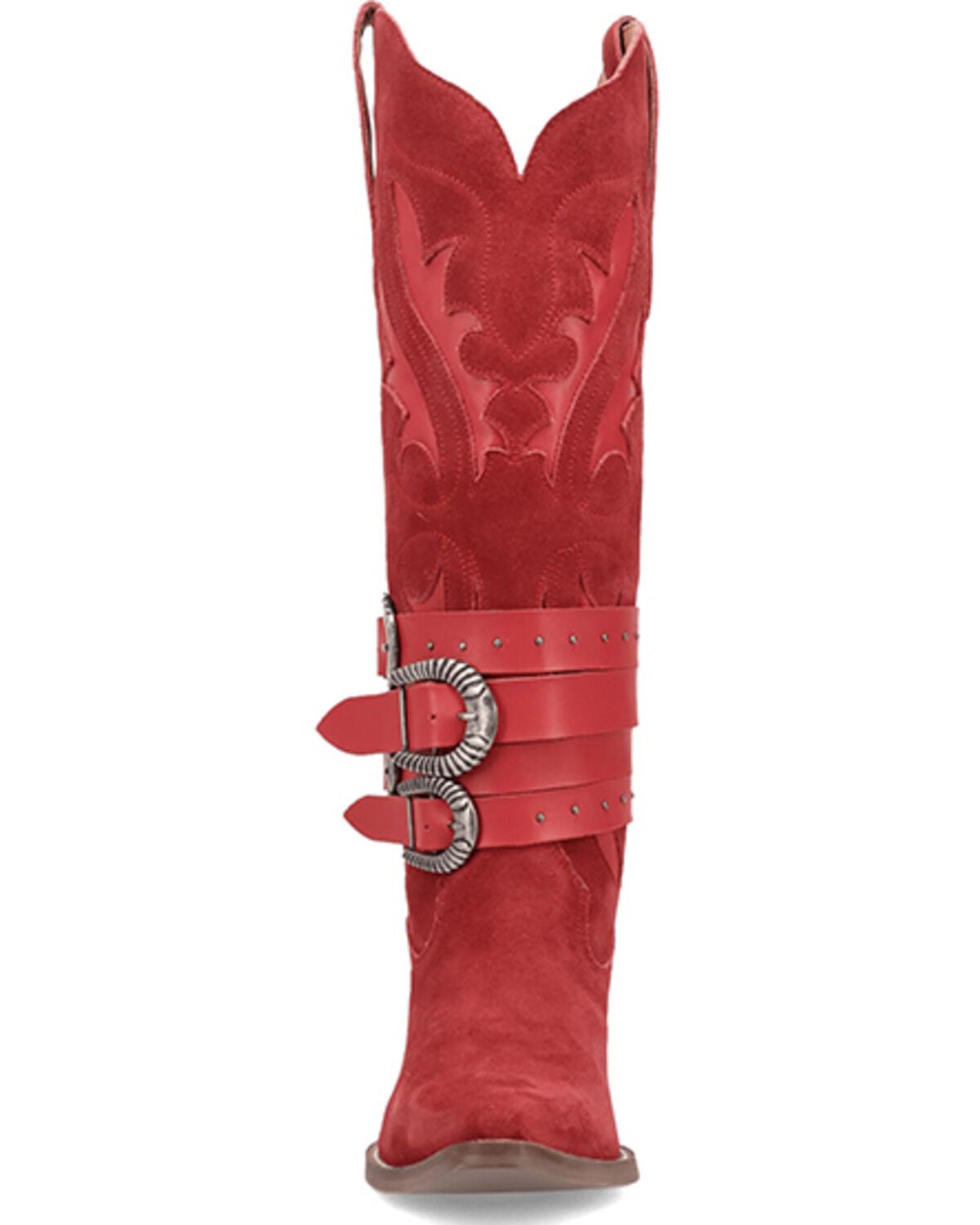 Image #4 - Dingo Women's Buck Wild Suede Tall Western Boots - Round Toe, Red, hi-res