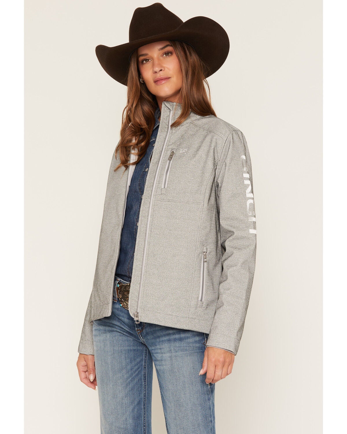 Cinch Women's Concealed Carry Bonded Jacket, Grey, hi-res