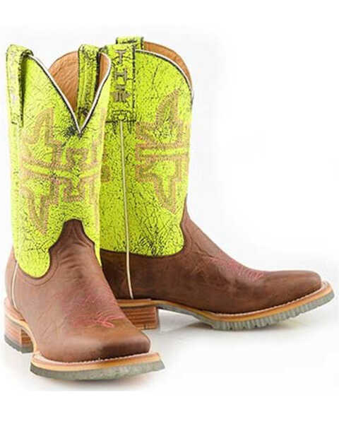 Tin Haul Women's Neon Glow Western Boots - Broad Square Toe, Brown, hi-res