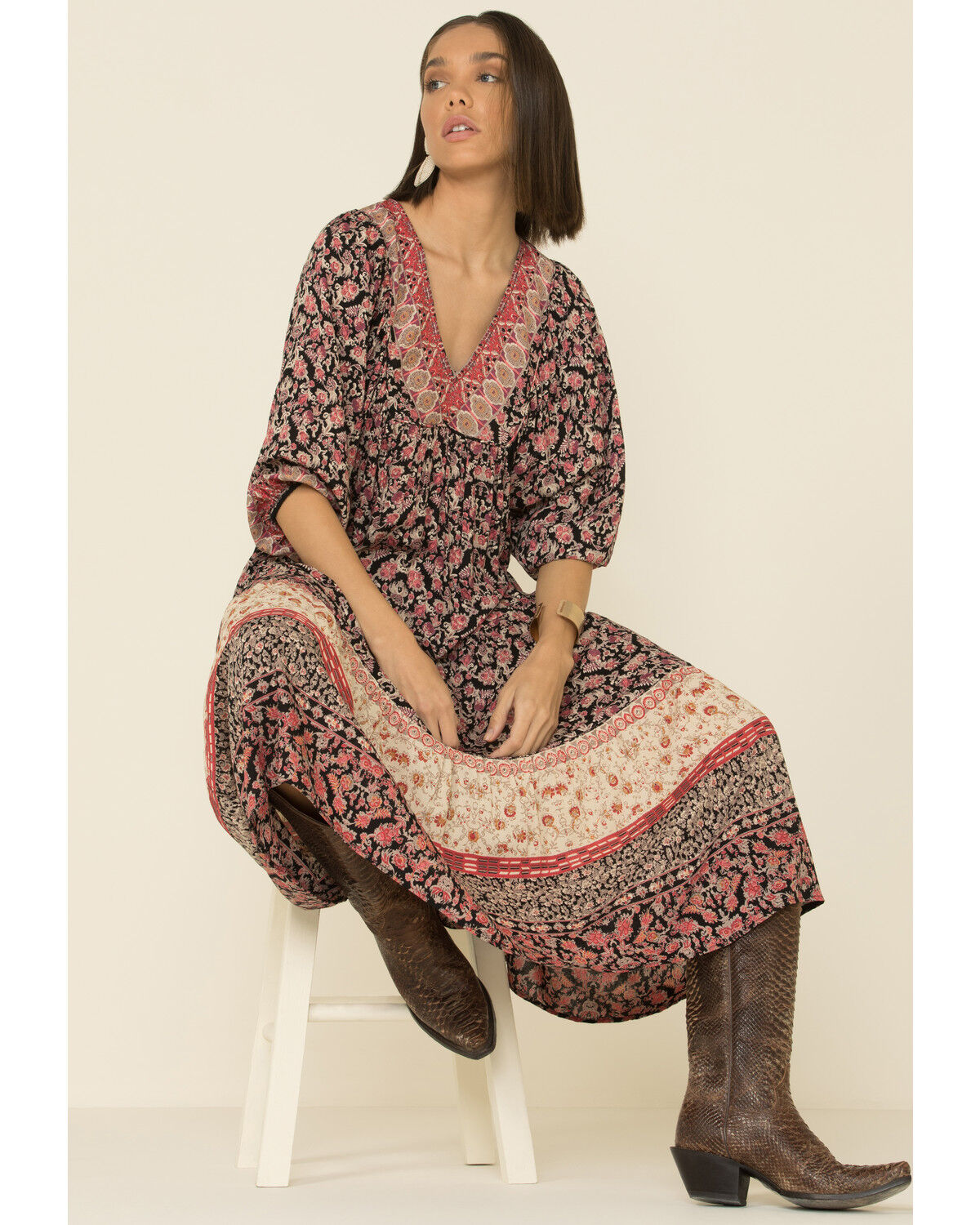 border print maxi dress