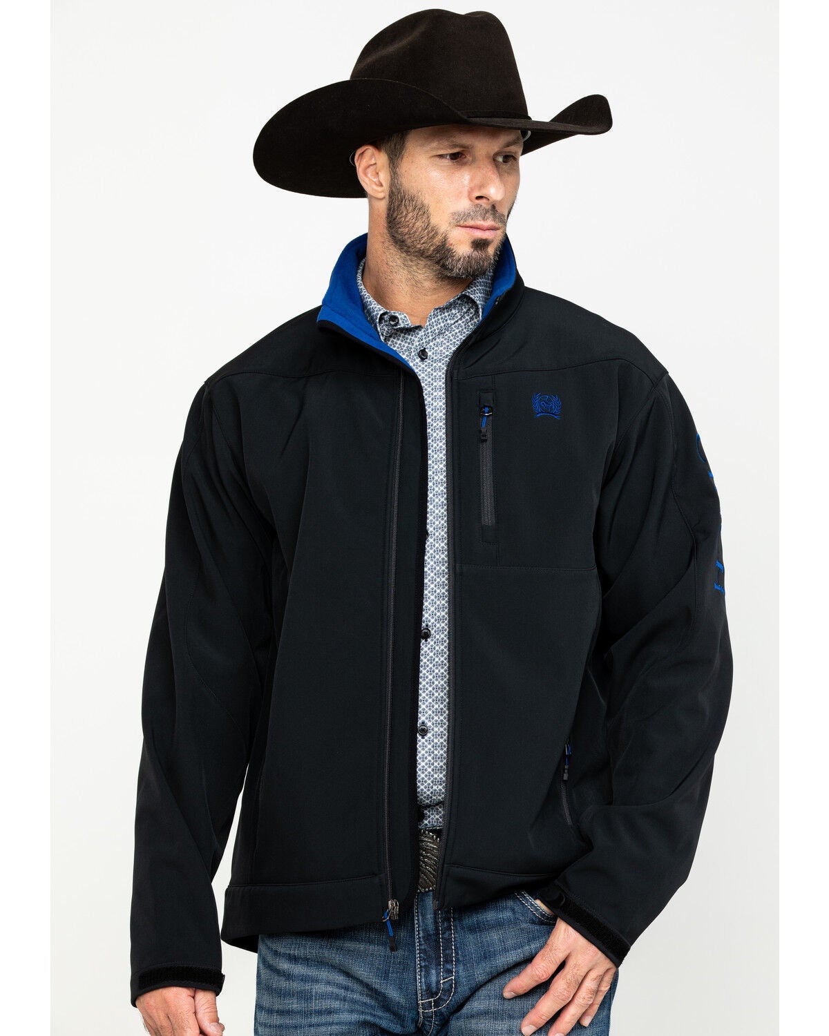 Image #1 - Cinch Men's Black Softshell Bonded Jacket , , hi-res