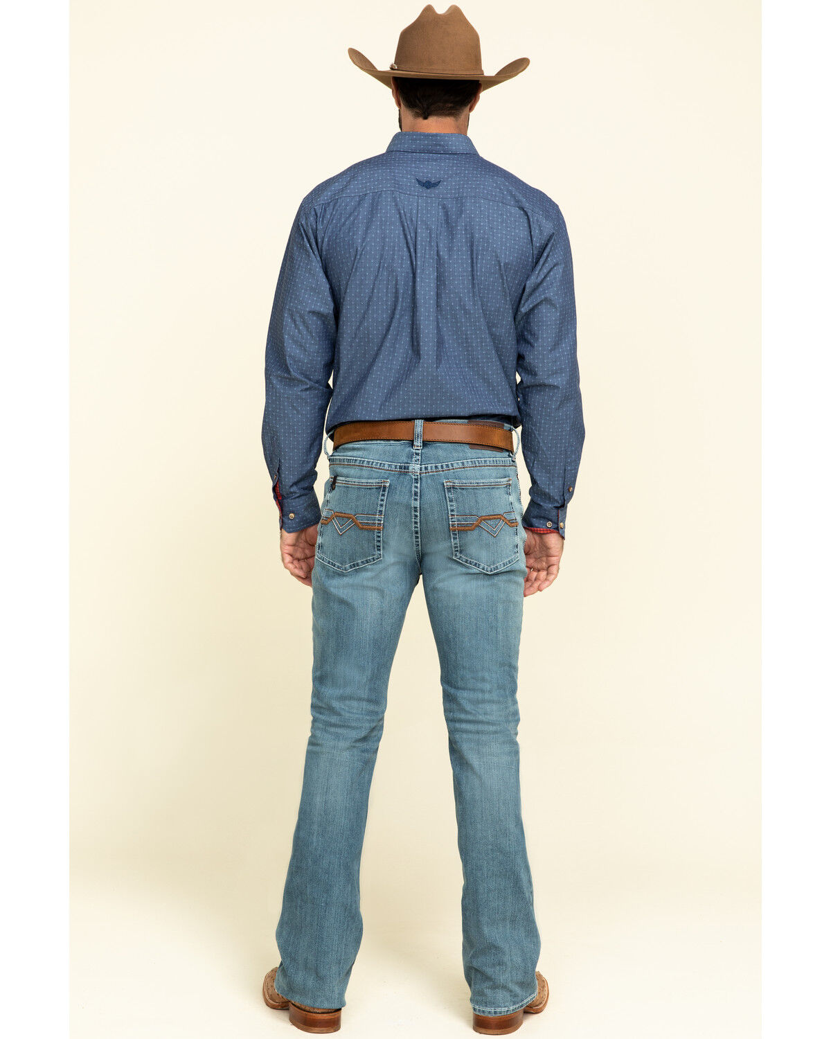 Image #5 - RANK 45® Men's Scoreline 4-Way Performance Stretch Slim Fit Bootcut Jeans, Blue, hi-res