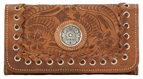 Image #1 - American West Harvest Moon Tri-Fold Leather Wallet, Saddle Tan, hi-res