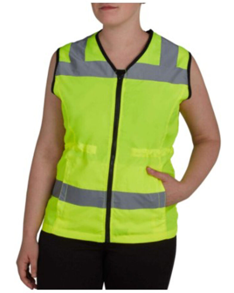 Utility Pro Women's Yellow Hi-Vis Reflective Nylon Zip-Front Work Vest , Yellow, hi-res