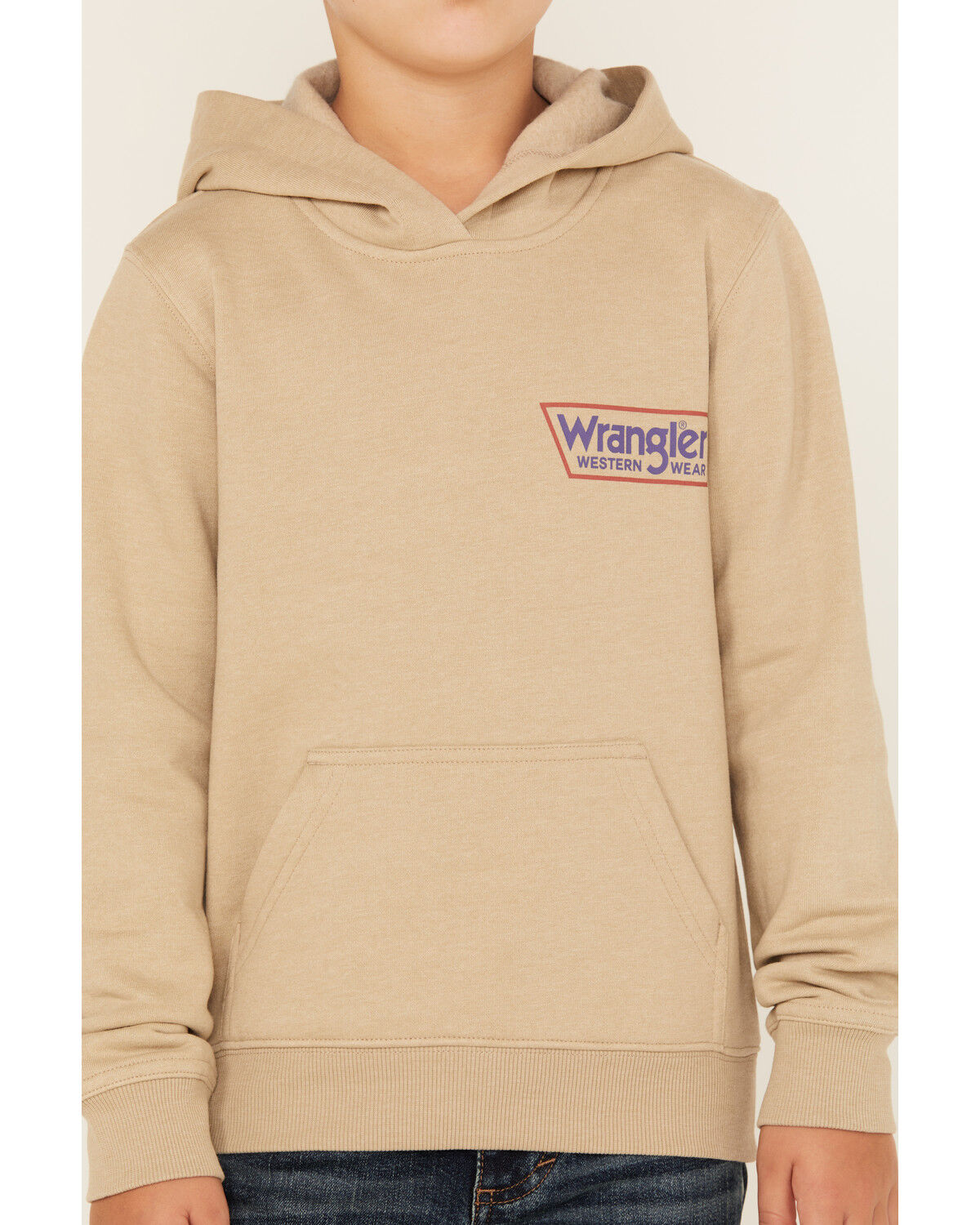Image #3 - Wrangler Boys' Logo Hooded Sweatshirt, Cream, hi-res