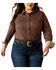 Image #1 - Ariat Women's Kirby Striped Long Sleeve Button-Down Stretch Western Shirt - Plus, Brown, hi-res