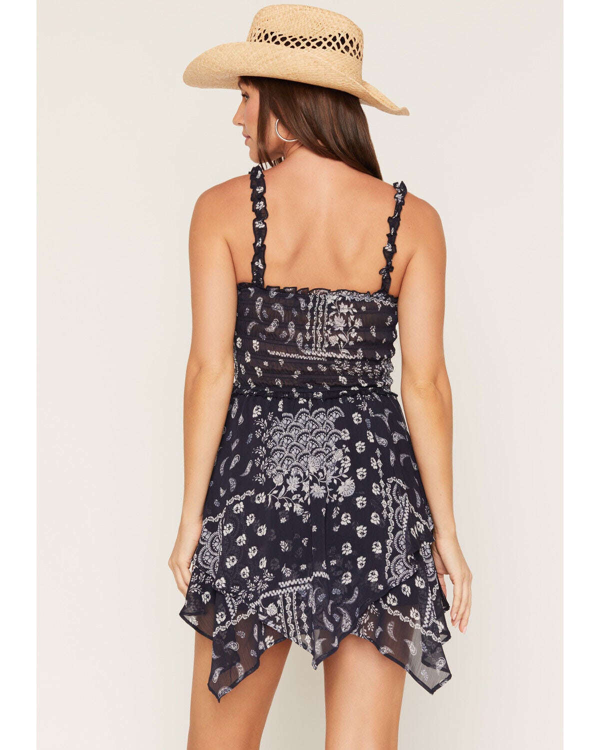 Image #4 - Ash & Violet Women's Bandana Print Hanky Hem Mini Dress, Navy, hi-res