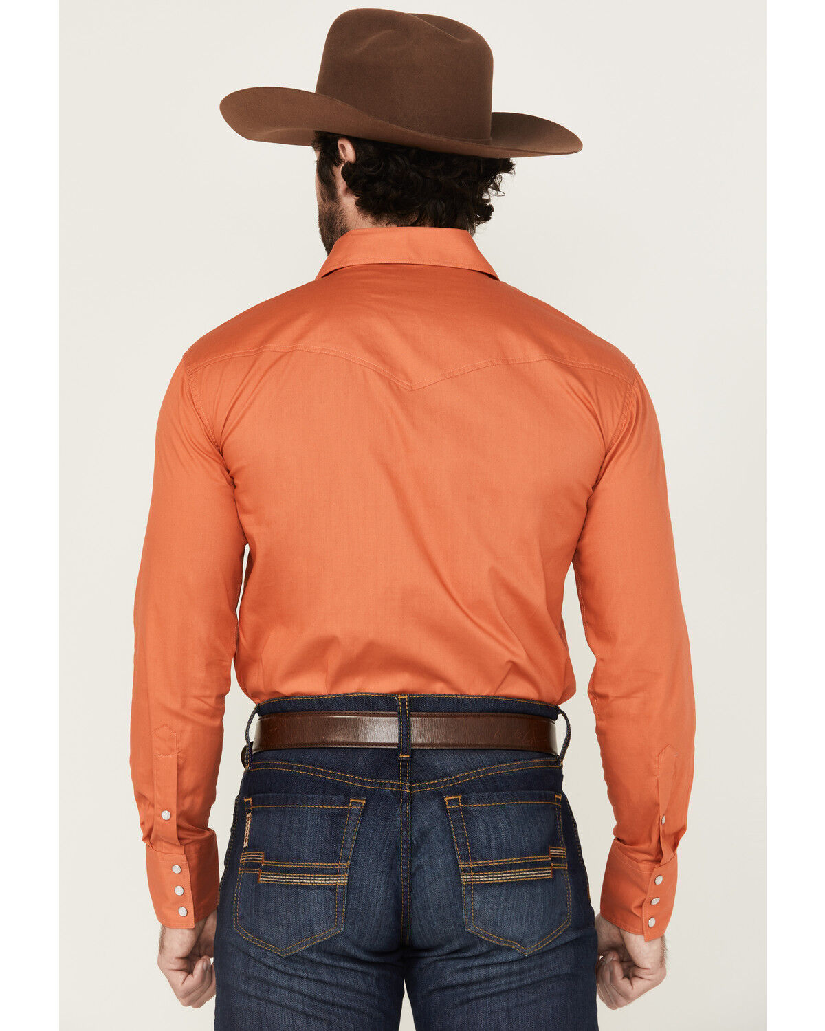 Image #4 - Roper Men's Basic Solid Long Sleeve Western Shirt, Orange, hi-res