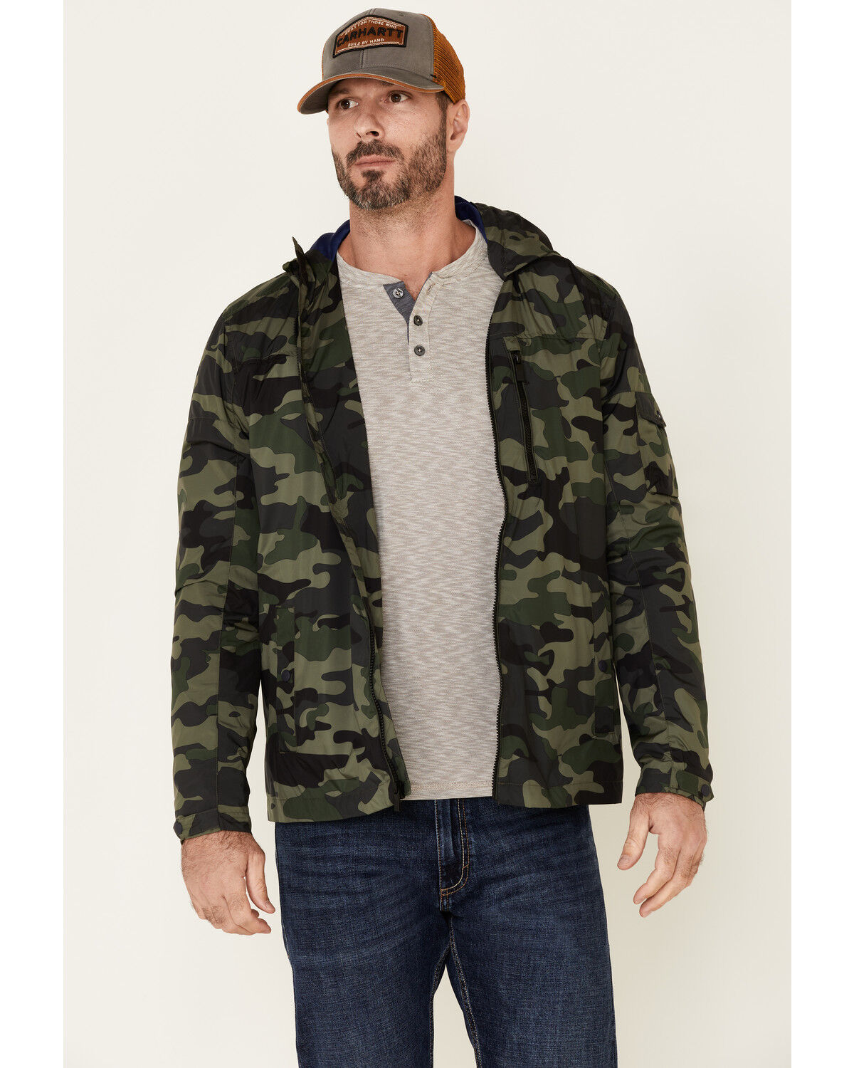 Image #2 - Flag & Anthem Men's Byron Camo Print Hooded Windbreaker Jacket, Green, hi-res