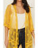 Image #3 - Shyanne Women's Embroidered Mesh Kimono, Gold, hi-res
