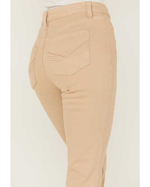 Image #4 - Idyllwind Women's High Risin' Irish Cream Wash Stretch Front Patch Pocket Flare Jeans, Sand, hi-res